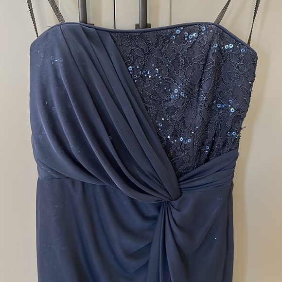 Jump Dresses & Skirts - {Jump Apparel}Sz 5/6 Strapless Navy Sequined Short Dress w/Sheer Long SkirtCover